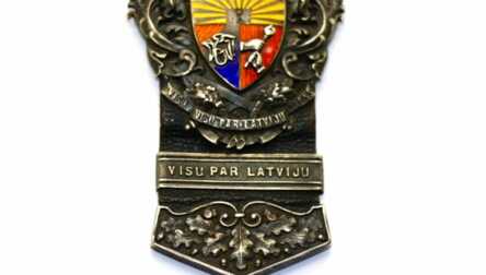 Watch fob, Corporation "Visi viens, visu par Latviju", silver, Latvia, 20-30ies of 20th cent.