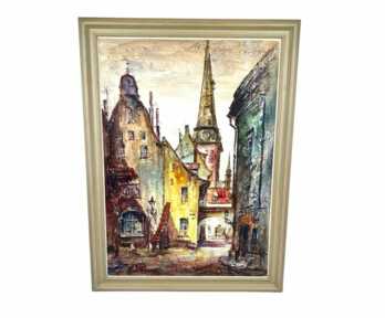 Author - "Rolands Bruno Butans (1944)", "Old Riga"  (Pressed cardboard, Oil) Latvia, 77x57