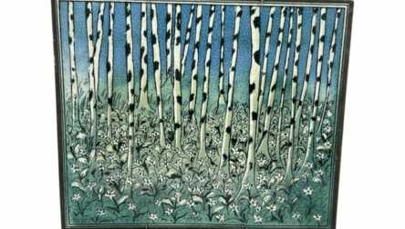 Tile - Decor "Birches", Author's work, 43.5x36.5 cm