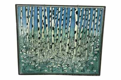 Tile - Decor "Birches", Author's work, 43.5x36.5 cm