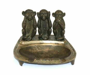 Ashtray "Monkeys", Metal, Weight: 1343 Gr.