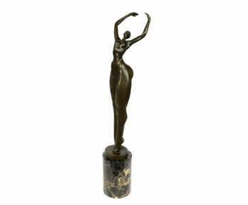 Скульптура "Девушка", Бронза, Мрамор, Авторская работа, Подпись автора, Франция, Высота: 46 см