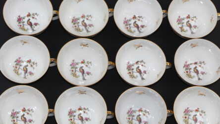 Kafijas servīze 12 personām, Zeltījums, Porcelāns, Zīmogs "Véritable porcelaine" un "Limoges", Francija