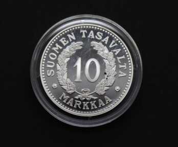 Monēta "10 Markas", Sudrabs, Somija, Svars ar kapsulu: 23.57 Gr., Kopija!