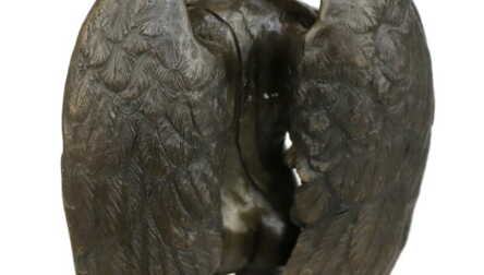 Скульптура "Давид с крыльями", Металл, Натуральный камень, Франция, Высота: 38 см, Вес: 4972 Гр.