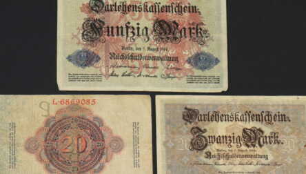 Banknotes (3 pcs.), "20, 50 Reichsmark", 1914, Germany