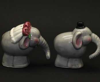 Figurines / Salt cellars "Elephants", Porcelain, Height: 7.5 cm