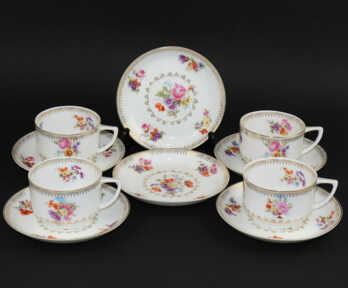 Mugs and Small plates, Porcelain, Partnership of the fabric of M.C.Kuznetsov, Riga (Latvia), Russian empire