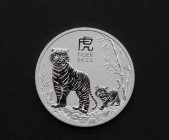 Монета "1 Доллар.Китайский гороскоп - год тигра", Серебро, 999 Проба, 2022 год, Австралия