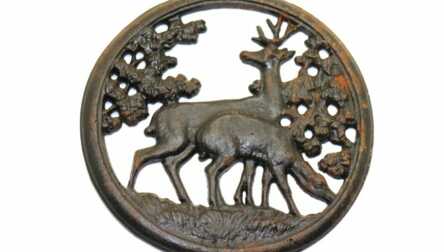 Decor "Deers", Foundry-iron, Kusa, USSR, Weight: 211.50 Gr.