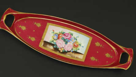 Tray, Gilding, Hand painted, Porcelain "J.P.T.", beginning of 20th cent., France