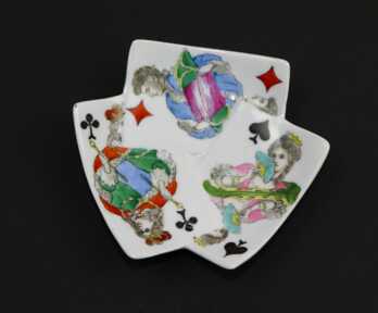 Ashtray "Cards", Porcelain, Partnership of the fabric of M.C.Kuznetsov, Riga factory (Latvia), Russian empire