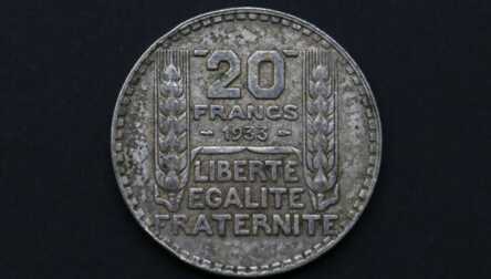 Coin "20 Francs", 1933, Silver, France