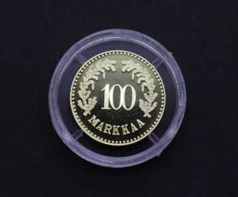 Monēta "100 Markas", Sudrabs, Somija, Svars ar kapsulu: 9.53 Gr., Kopija!