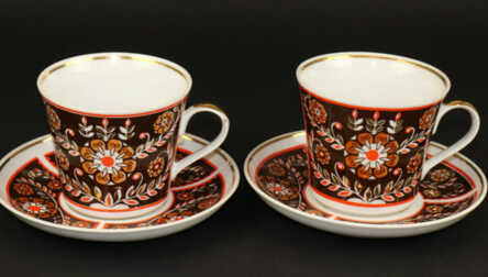 Large tea pairs, Porcelain, Riga porcelain factory, Riga (Latvia)