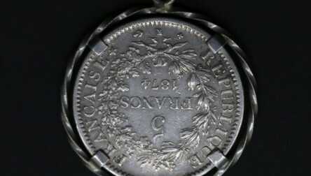 Кулон из монеты "5 Франков 1874 год", Серебро, Франция