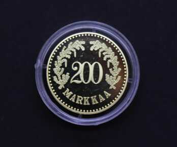 Монета "200 Марок", Серебро, Финляндия, Вес с капсулой: 12.21 Гр., Копия!