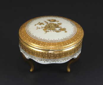 Jewellery case, Gilding, Porcelain "Limoges", France, Height: 6 cm