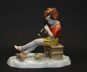 Figurine "Boy with chickens", Metzler & Ortloff, Germany