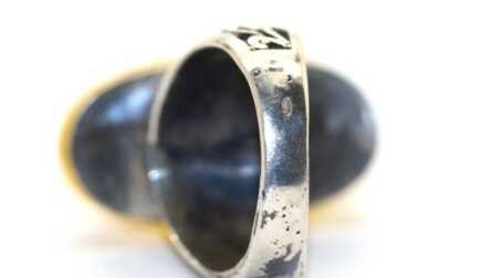 Ring, Silver, 830 Hallmark, Amber, Weight: 16.62 Gr.