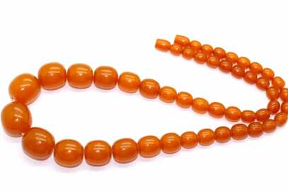 Amber Necklace, from pressed amber, USSR, Weight: 67.29 Gr.