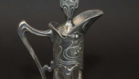 Carafe, Art Nouveau, Glass, Metal, the 1st half of the 20th cent., Height: 22.3 cm