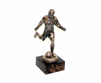 Skulptūra "Futbolists", Metāls, apsudrabots, Marmors, Augstums: 20.5 cm,Svars: 990 Gr