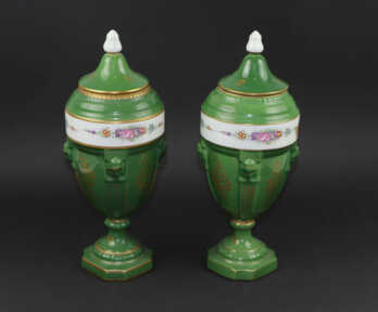 Pair of vases, Hand-painted, Gilding, Porcelain, France, Height: 36.5 cm