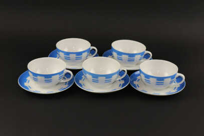 Tea pairs (5 pcs.), Porcelain, Riga porcelain-faience factory, Riga (Latvia)