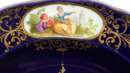 Декоративная тарелка, Кобальт, Золочение, Фарфор "Meissen", Ø 19.5 см