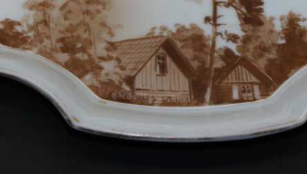 Small plate "Baldones stārķi", Hand-painted, Porcelain, J.K. Jessen manufactory, the 33-35ies of 20th cent., Riga (Latvia)