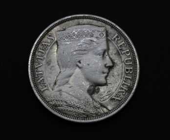 Монета "5 Лат", 1932 год, Серебро, Латвия