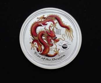 Монета "50 Центов. Китайский гороскоп - год дракона", Серебро, 999 Проба, 2012 год, Австралия