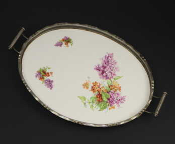 Tray, Faience, Metal, the 1st half of the 20th cent., 48.5x32.7 cm
