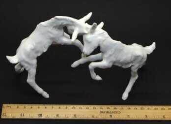 Figurine "Goats", Porcelain "Kaiser", Germany, Height: 14.5 cm