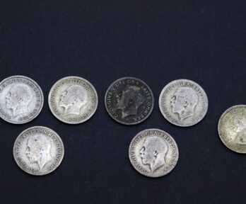 Монеты( 7 шт.) "6 Пенсов", Серебро, 1927-1936, 1960 год, Великобритания