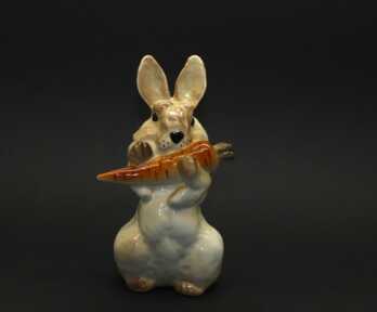 Figurine "Hare with carrot", Porcelain, ЛФЗ (LFZ) - Lomonosov porcelain factory