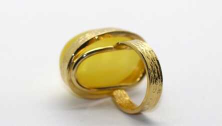 Ring, Gilding, Silver, 925 Hallmark, Amber, Weight: 12.84 Gr.