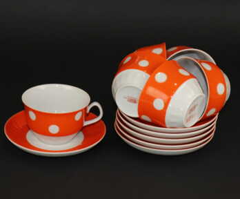 Tea pairs (6 pcs.), Porcelain, Riga porcelain factory, Riga (Latvia)