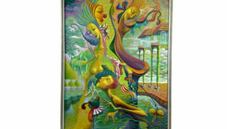 Author - "A. Lopukhin", Large painting "Piano" (Oil on Canvas), 1998, 116.5x158.5 cm