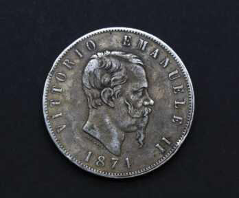 Monēta "2 Liras", Sudrabs, 1874. gads, Itālija