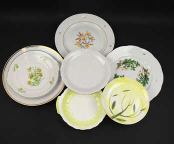 Large serving dishes, Biscuit tray an Plates, Riga porcelain factory, Riga porcelain-faience