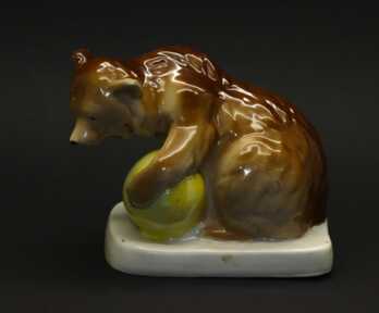 Figurine "Bear with a ball", Porcelain, Riga porcelain factory, Riga (Latvia)