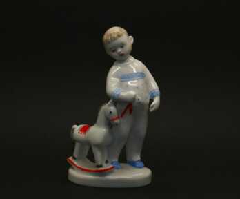 Figurine "Boy with a Horse", Porcelain, LFZ - Lomonosov porcelain factory, Molder - Galina Stolbova, the 70ies of 20th cent., USSR