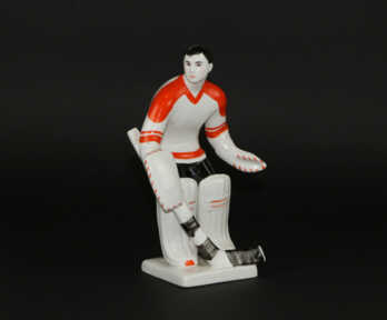 Figurine "Hockey Goalkeeper-player", Porcelain, LFZ - Lomonosov porcelain factory, USSR