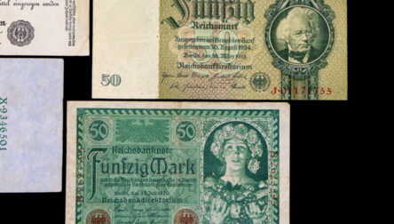 Banknotes (10 pcs.), "50, 100, 500, 500.000 Marks and 2, 5, 20 million Marks", 1914, 1920, 1921, 1922, 1923, 1924, Germany