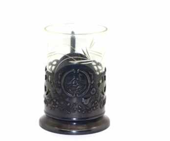 Cup Holder + Glass "Bohdan Khmelnytsky", Melchior, Mark - "МНЦ КИIВ", USSR, Weight: 229.01 Gr.
