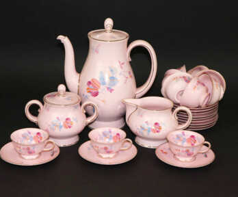 Coffee service for 12 persons, Gilding, Pink porcelain mass "Rosenthal", Germany