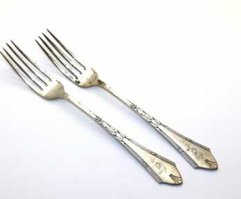 Forks (2 pcs.), Silver, 875 Hallmark, Master - "HB" Hermann Bank, Latvia, Weight: 131.44 Gr.