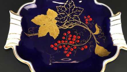 Tray, Hand painted, Gilding, Cobalt, Porcelain "Weimar", Germany
